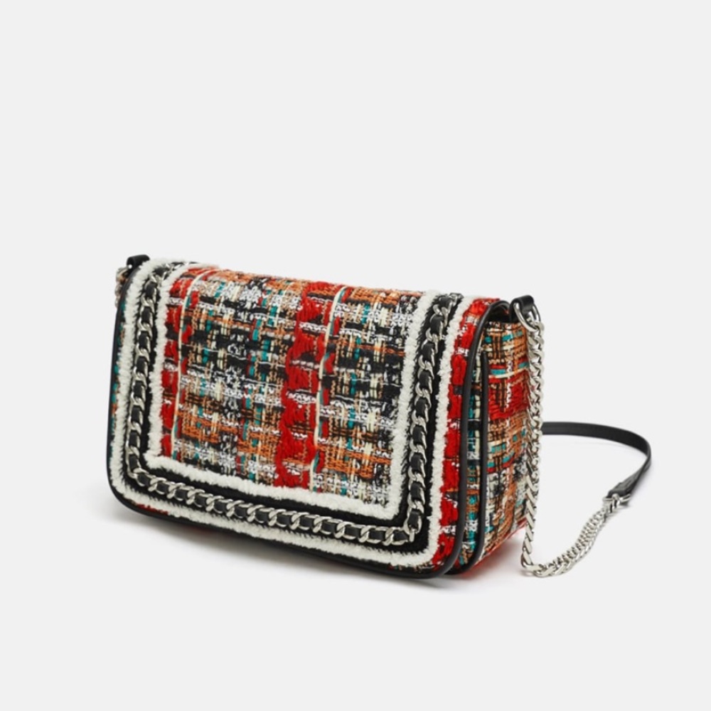 • Zara • Tweed Crossbody Bag with Chain